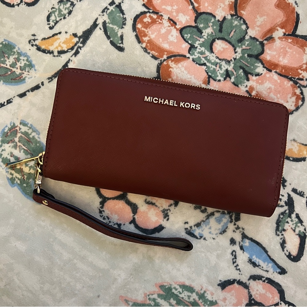 Michael Kors Dark Red Wristlet Clutch